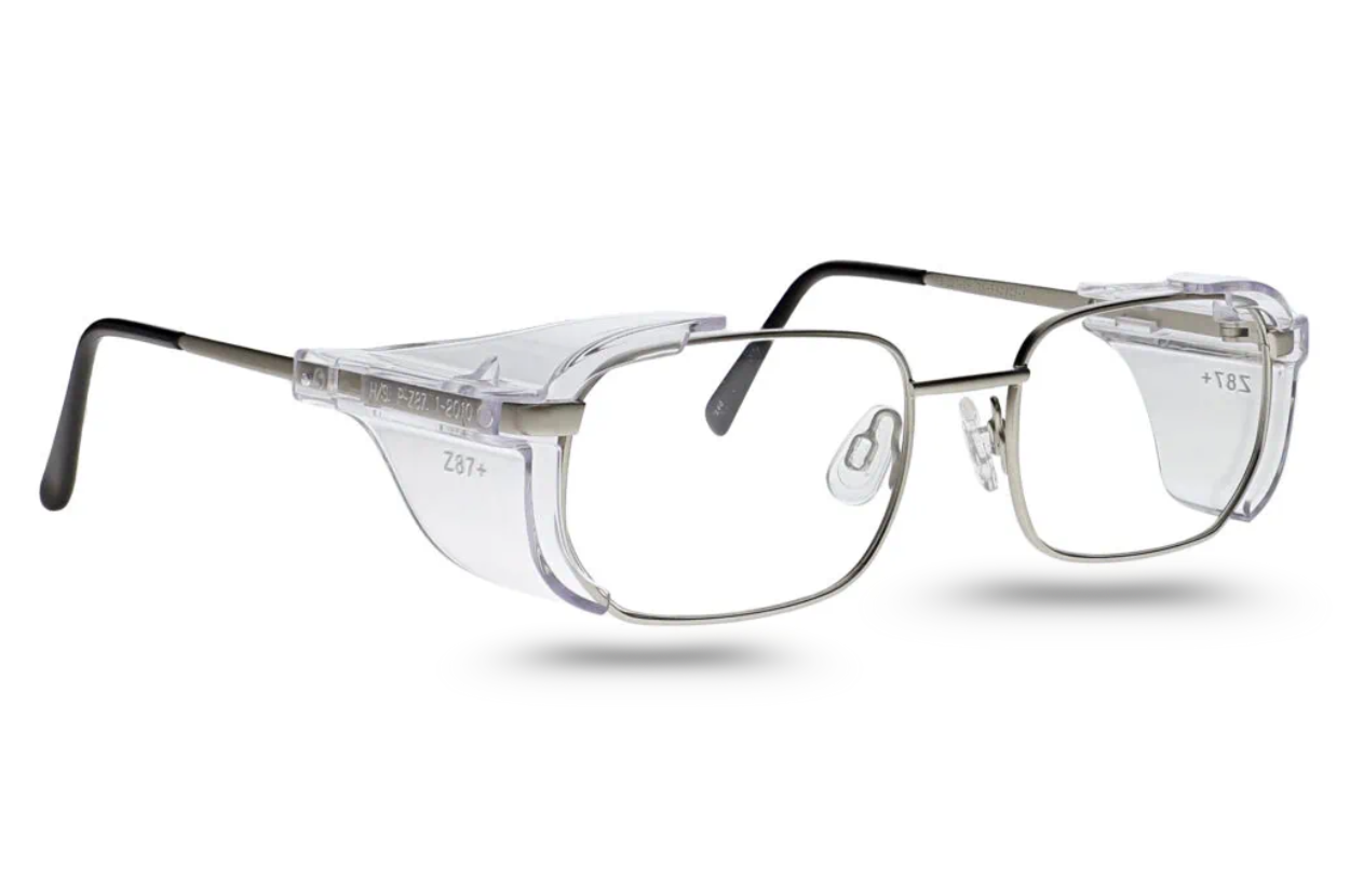 Gafas de seguridad con graduación en Madrid con montura metálica y lentes de prescripción óptica