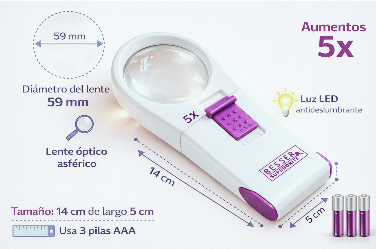 Lupa LED con tecnología Easy Glow que reduce la fatiga visual