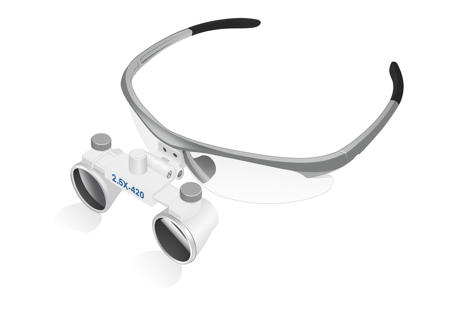 Lupas dentales Sport Flip-Up con lentes de cristal y aumentos 2.5X y 3.5X